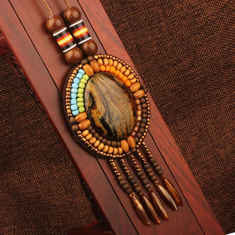 Handmade Beaded Leather Boho Necklaces