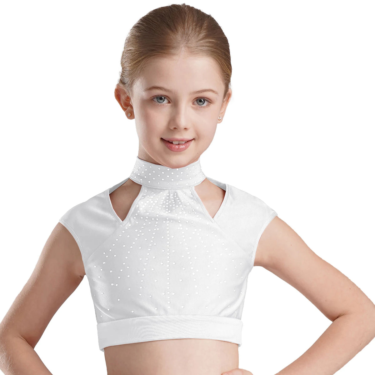 Girls Dance Crop Tops Figure Skating Modern Dance Gymnastics Stage Performance