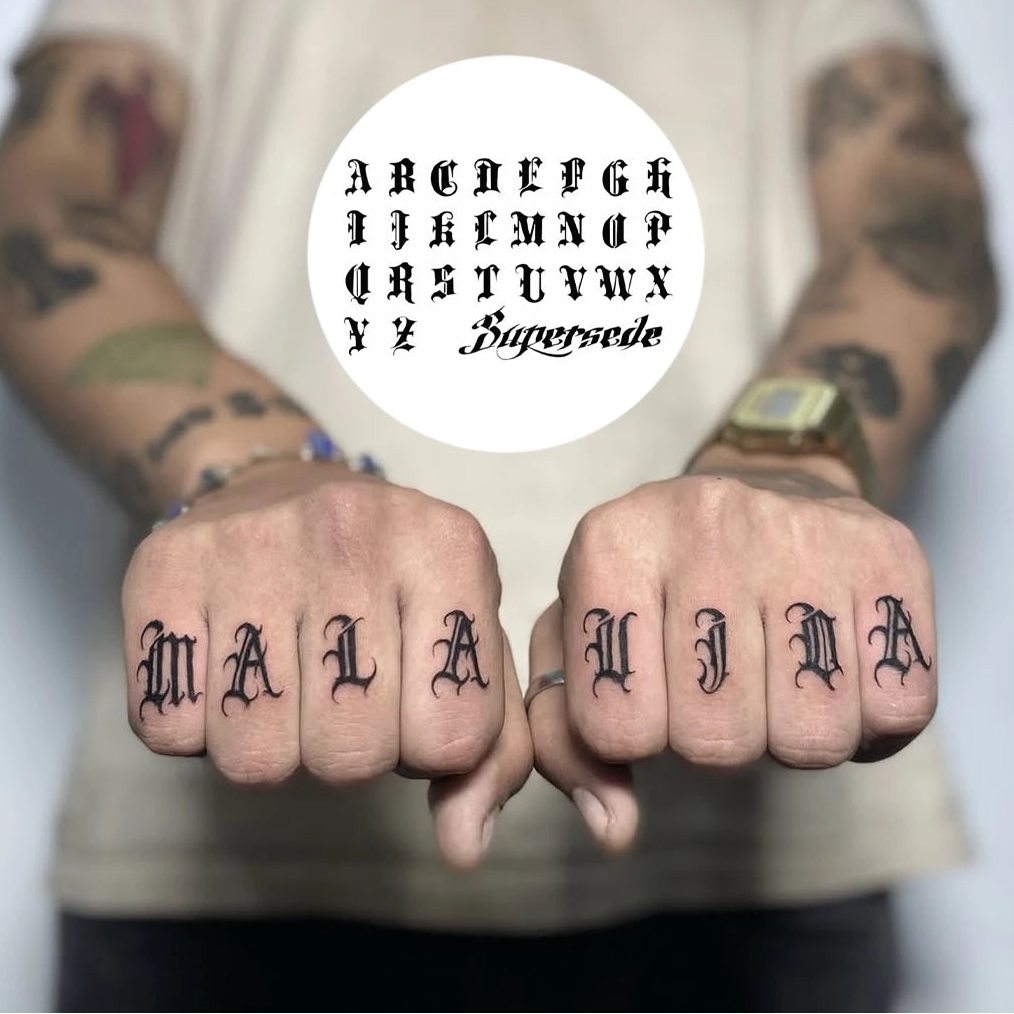 Knuckle Letters Temporary Tattoos