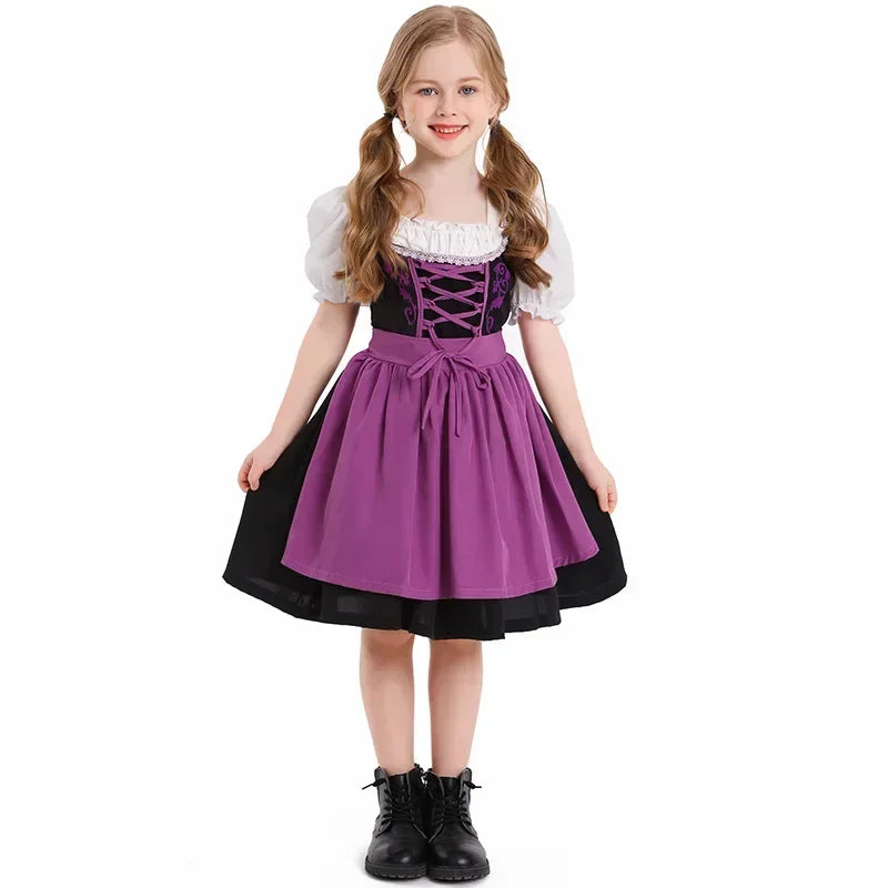 Girls German Dirndl Dress Oktoberfest Costume Witch Cosplay Costume