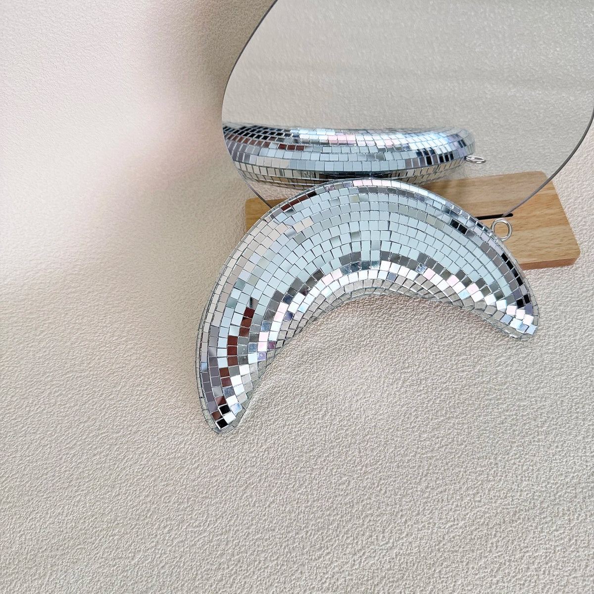 Hanging Moon Disco Mirror Ball Mirror Ornament Decor