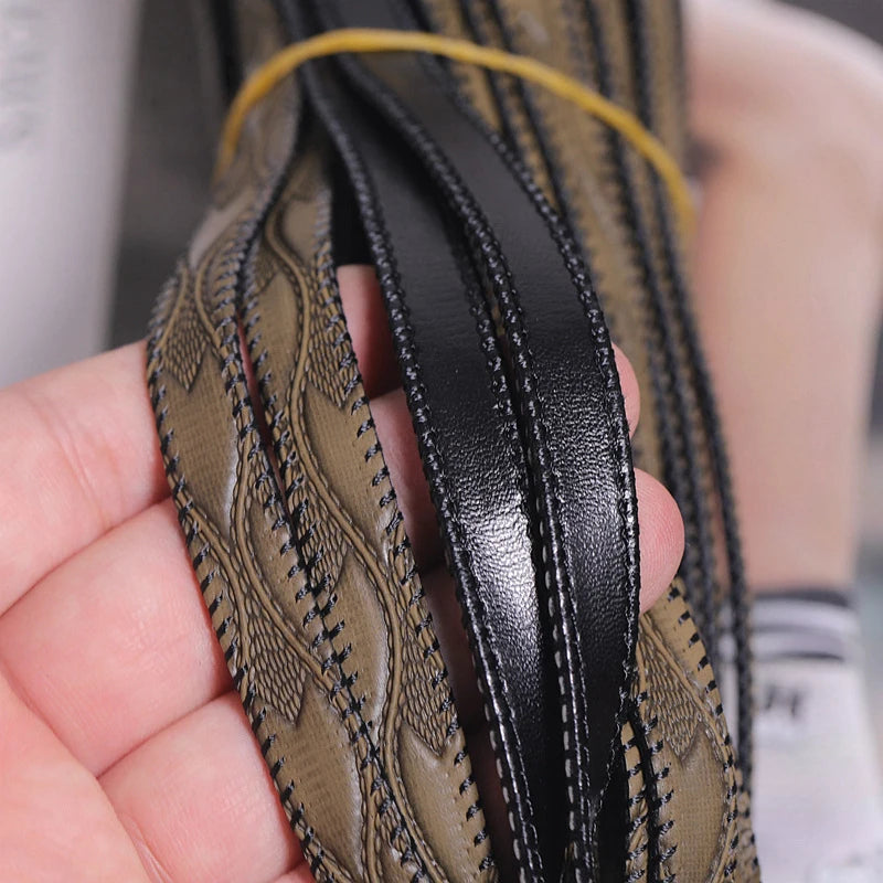 1/2/5/10M Faux Leather Rope 10mm wide Leaf Embossed Flat Ribbon DIY Craft
