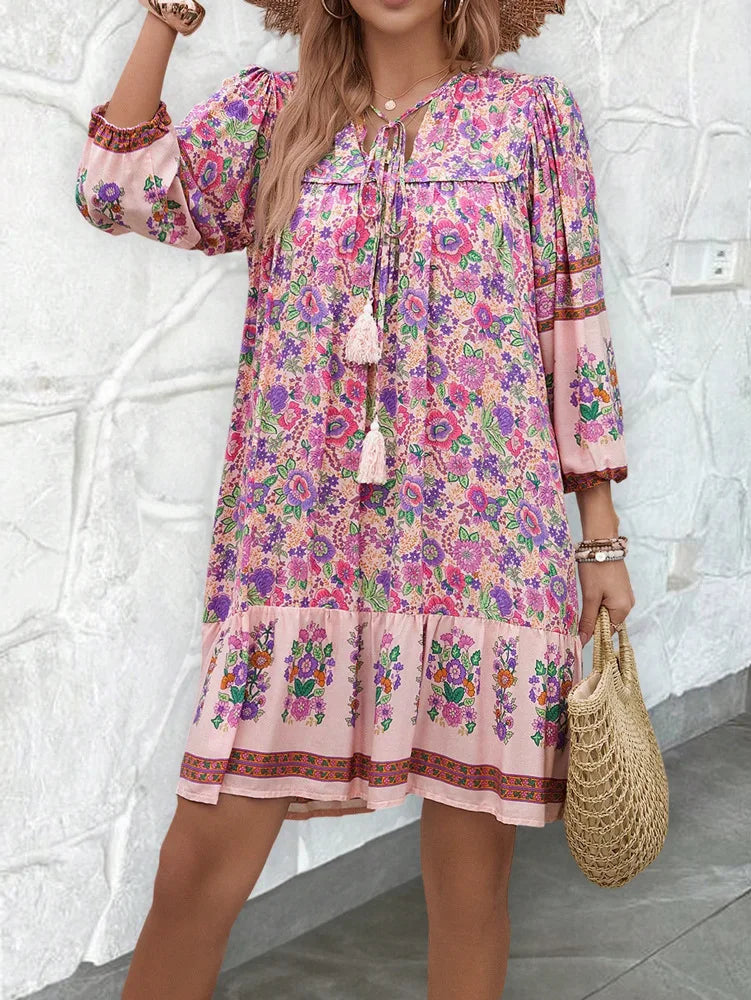 Angie's Boho Long Sleeve Short Dress