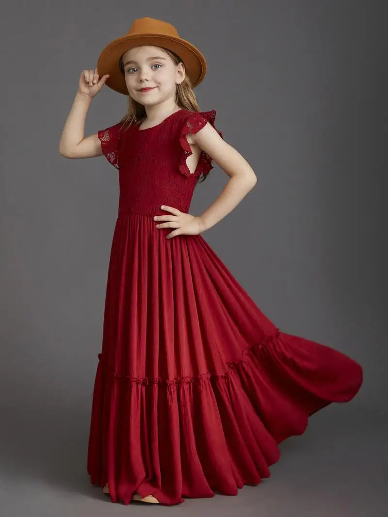 Flower Girls Lace Maxi Photo Shoot Dress