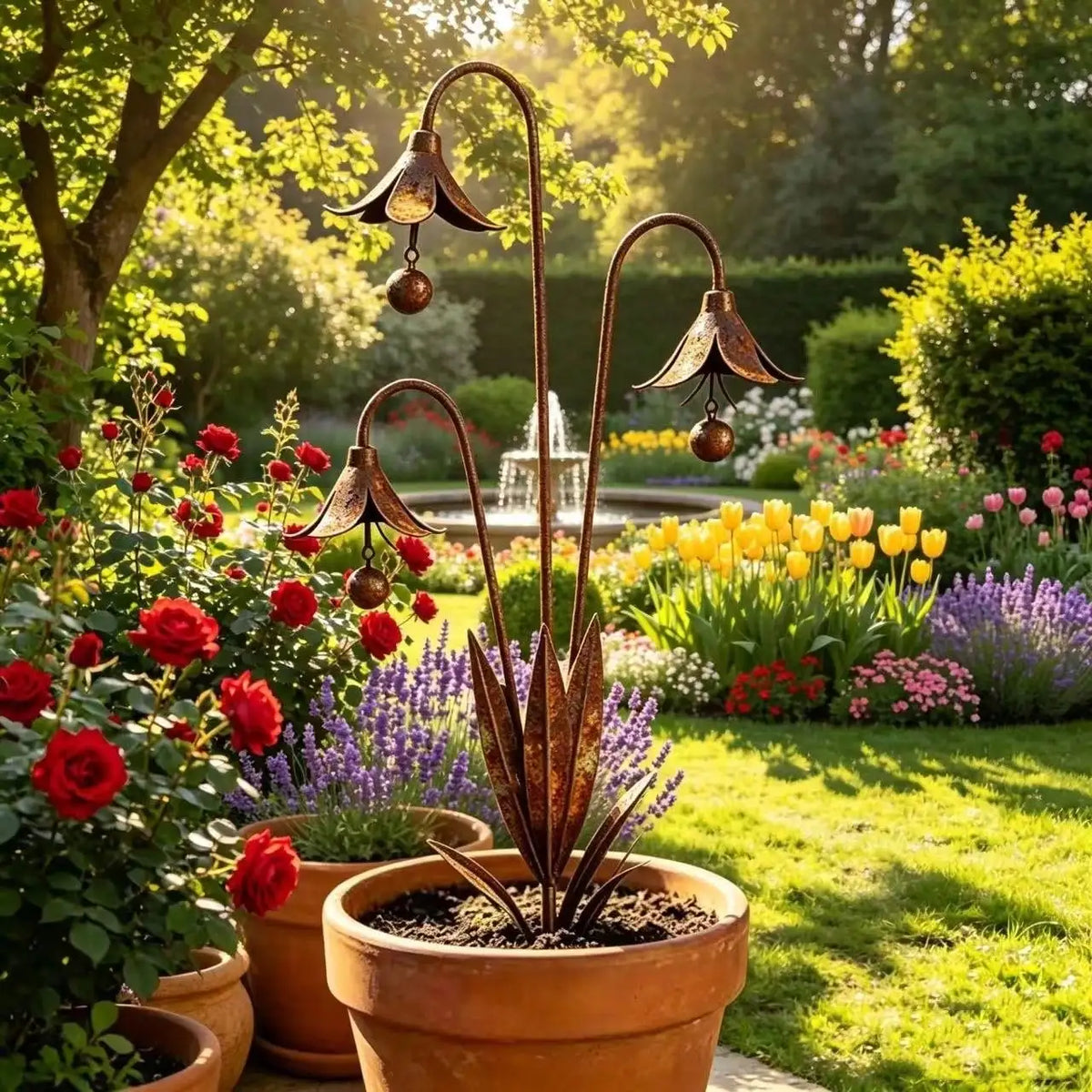 Rusty Iron Bluebell Garden Decorative Stake