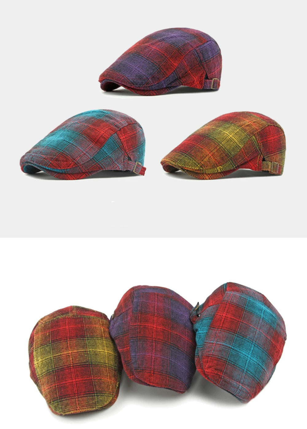 Bright Plaid Ivy Beret Caps