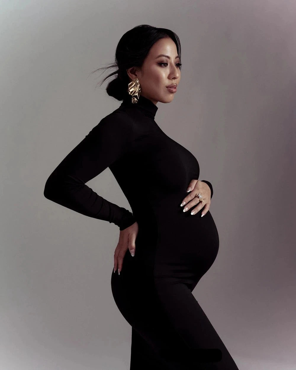 Black Bodycon Maternity Dresses For Pregnancy Photoshoots