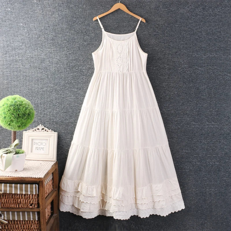 Tilly's Embroidered White Cotton Summer Dress Woodland Gatherer Shop