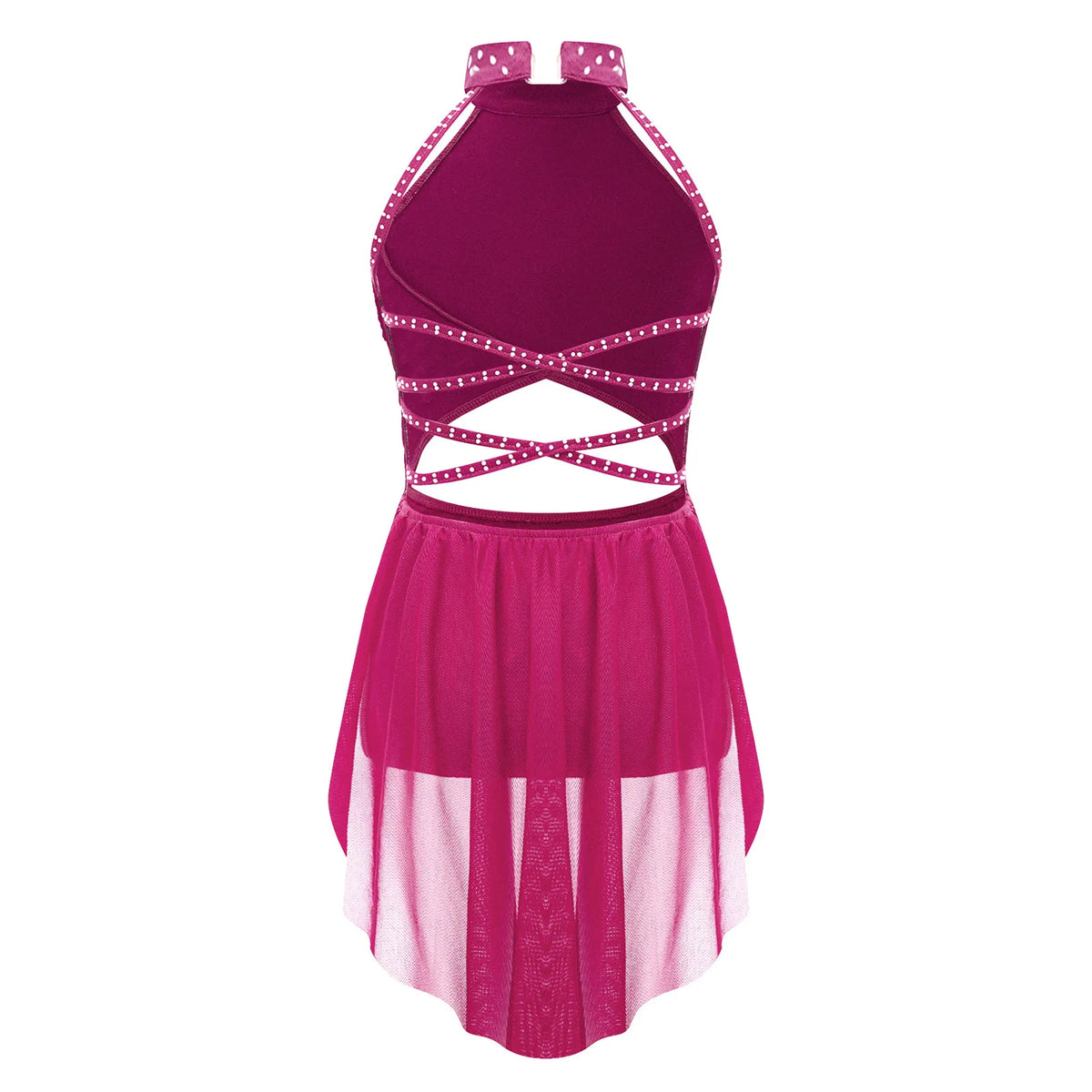 Girls Dance Performance Rhinestone Fringed Dress Figure Ice Skating Dancewear