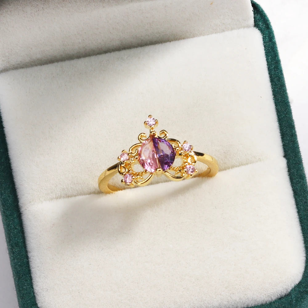 Sweet and Dainty Colourful Zircon Rings Gift Idea