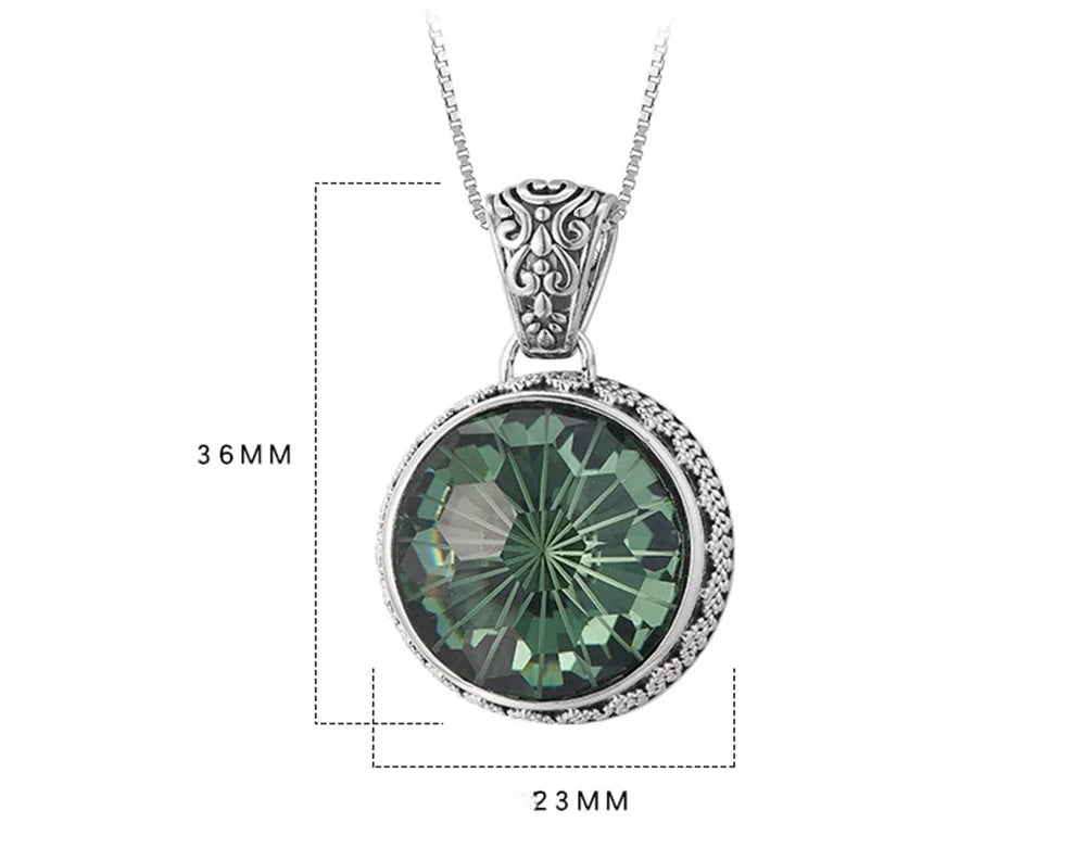 The Abyss Portal Key S925 Sterling Silver Pendants Tangent Plane Green Crystal