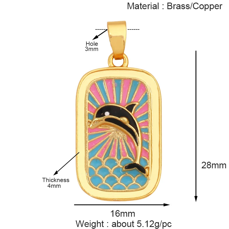 Enamel Heart Flower Dolphin Charm Pendants 18K Gold Plated DIY Bracelets Necklaces Jewellery Making Supplies