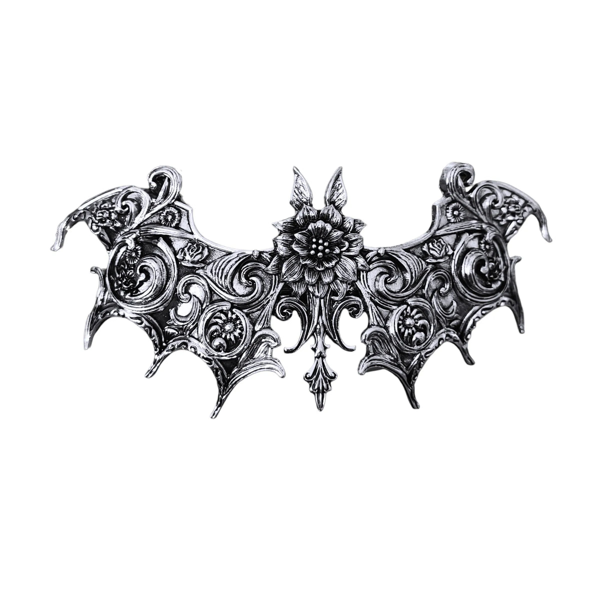 Gothic Floral Bat Hair Barrette Clip