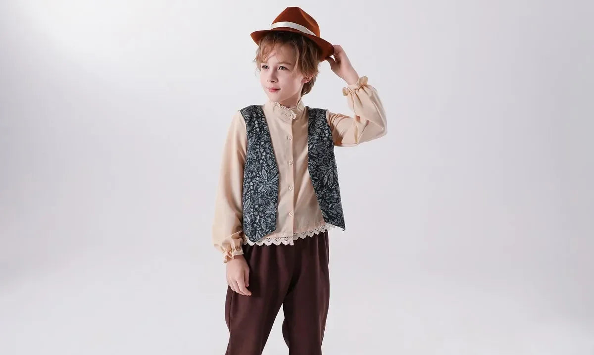 Medieval Peasant Children Cosplay Halloween Stage Performance Costumes