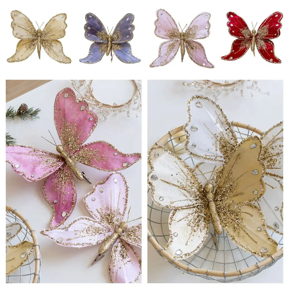 Large Glitter Butterflies Christmas Tree Decorations 25*21cm