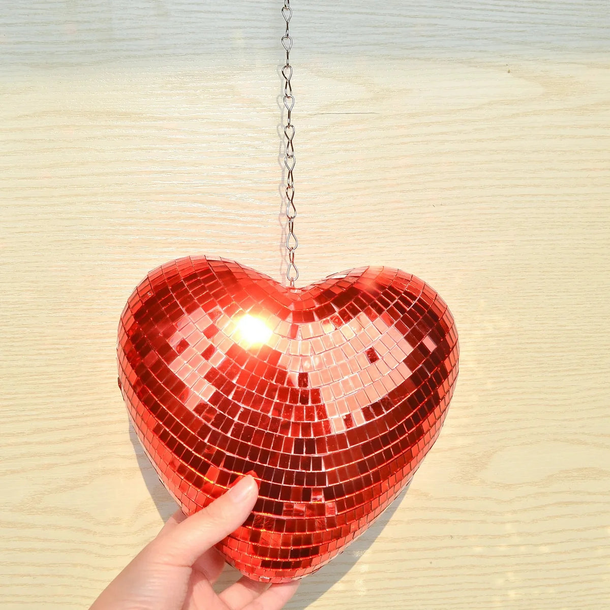 Love Heart Disco Ball Hanging Decoration with Chain