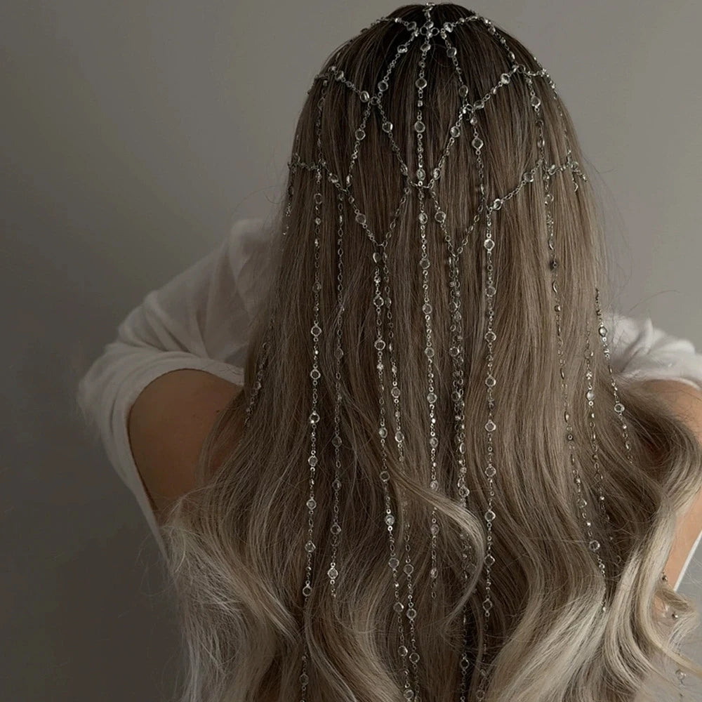 Bridal Mesh Tassel Headpiece Cap
