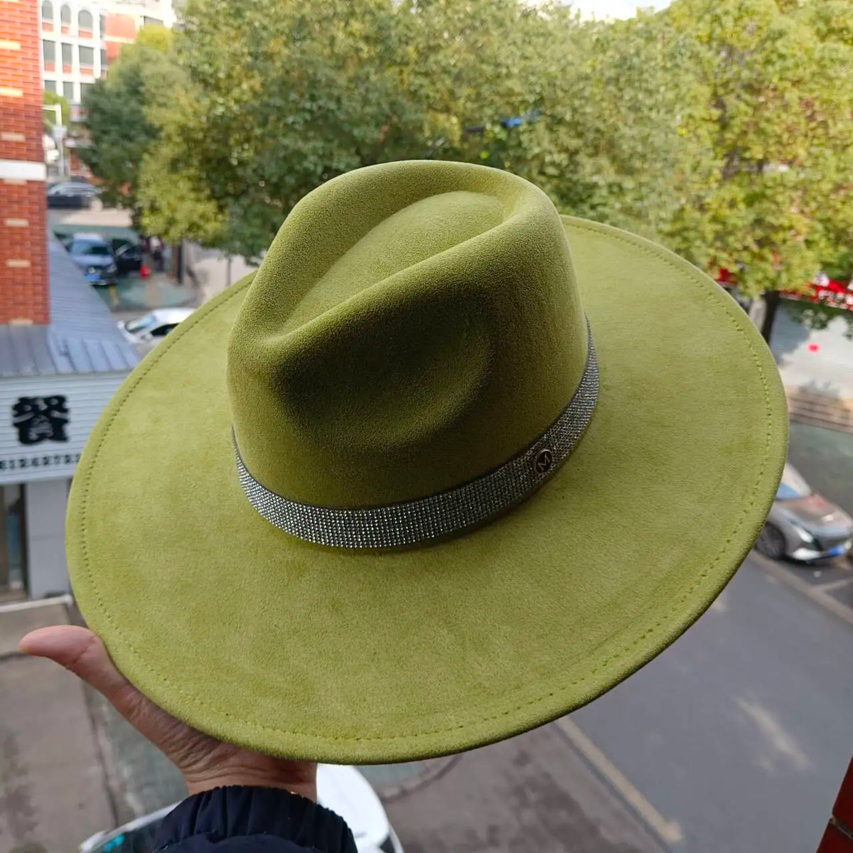 Faux Suede 10cm Wide Brim Fedora Hats