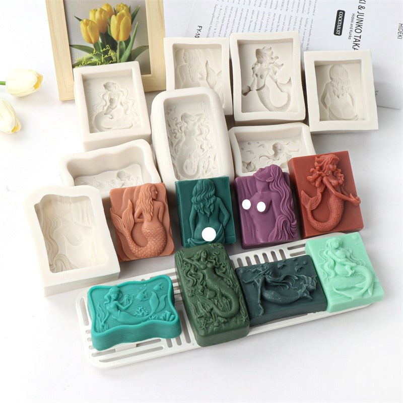 Mermaid Silicone Soap Moulds DIY Ocean Goddess Candle Resin Making Chocolate Mould
