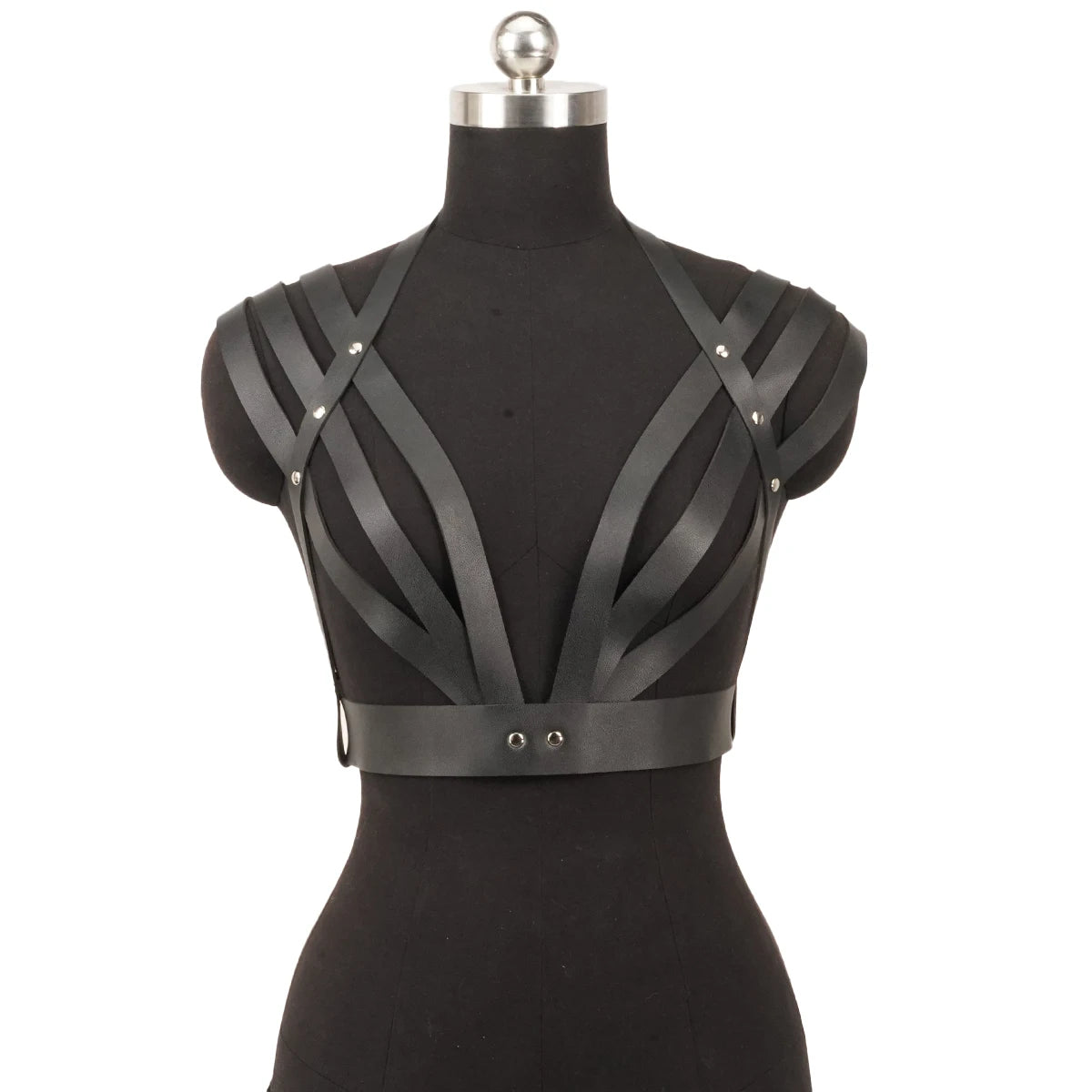 Faux Leather Body Cage Harness Tops
