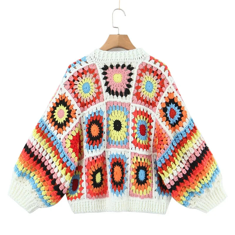 Gam Gam Granny Squares Knit Buttonless Cardigans