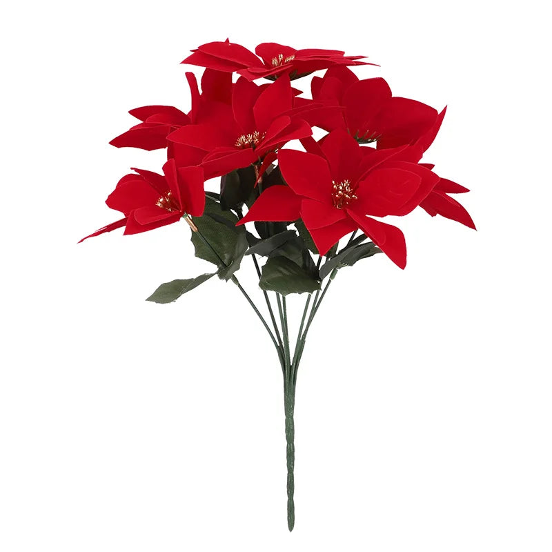Artificial Christmas Red Poinsettia Flower Bouquets