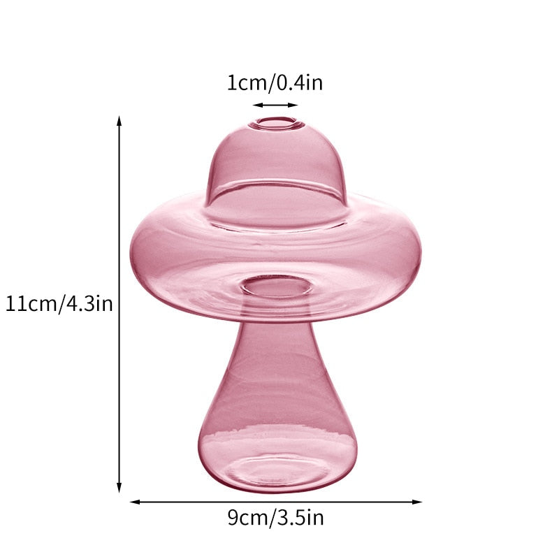 Mushroom Glass Vase Plant Hydroponic Terrarium Vase