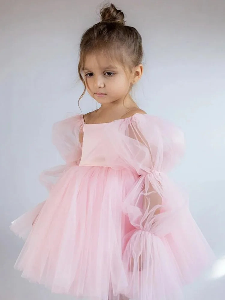 Fashions on The Field Girl Tutu Dress Puff Sleeve Infant Toddler Wedding Party Birthday Dress