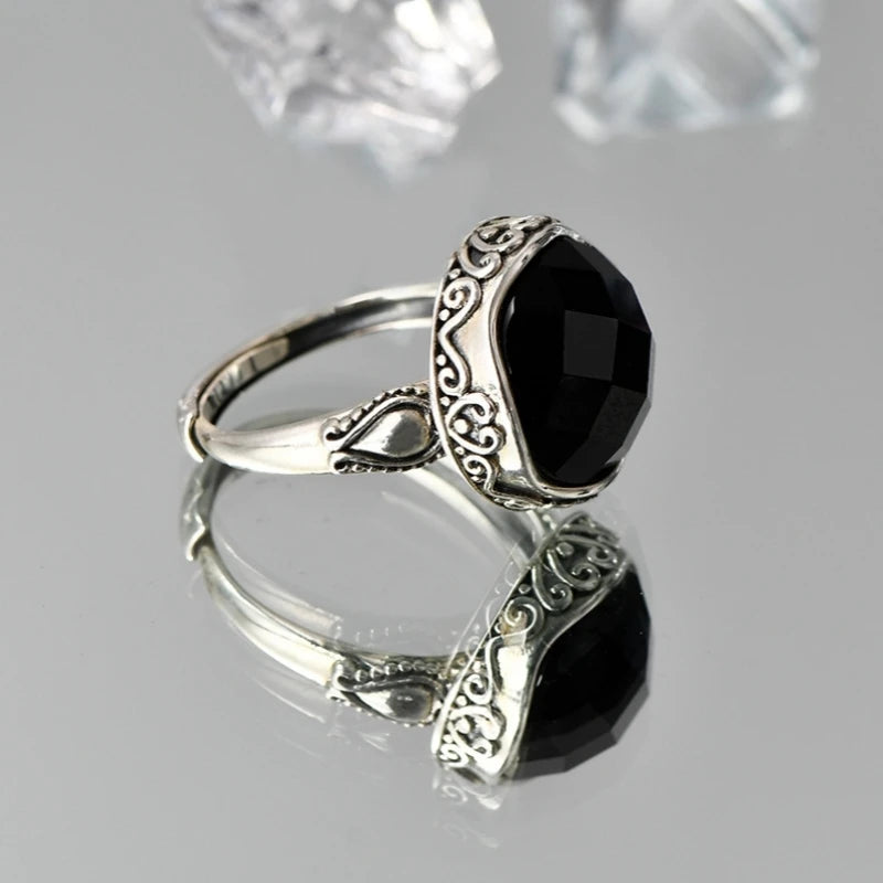 The Night's Court S925 Sterling Silver Ring Ancient Totem Rhombus Agate