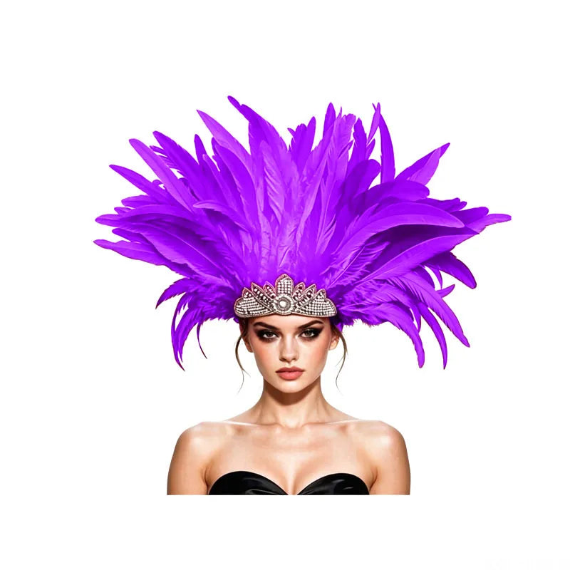 Venetian Carnivale Style Glitter Sequins Feather Crown Costume Headpeice