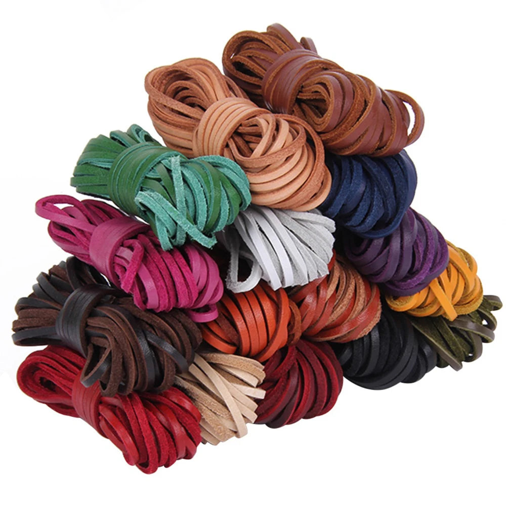 5 Meters Flat Genuine Leather Cord Strip Leather Coloured Ribbon Leather Jewellery Making