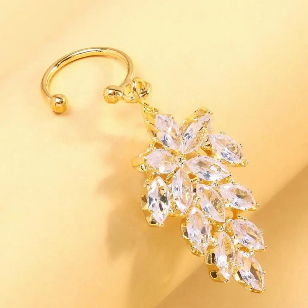 Leaf Charm Lip Ring Zircon Non Piercing Face Jewellery Labret Cuff