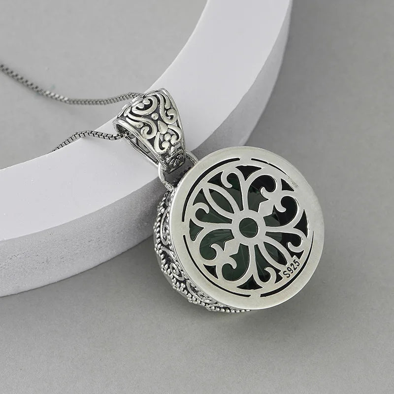 The Abyss Portal Key S925 Sterling Silver Pendants Tangent Plane Green Crystal