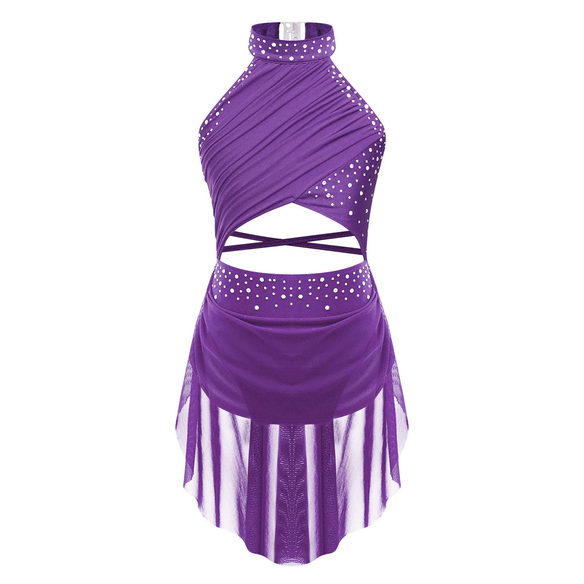 Girls Dance Performance Rhinestone Fringed Dress Figure Ice Skating Dancewear