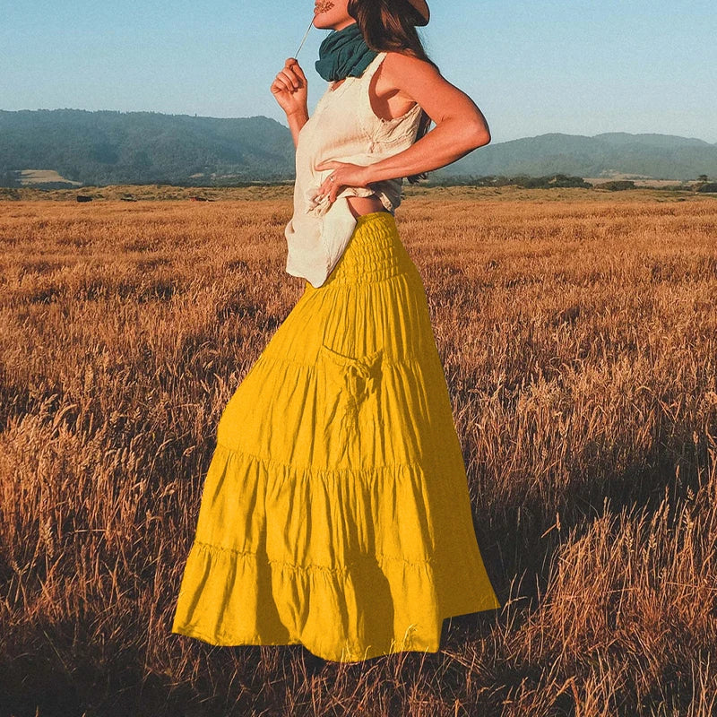 Flower's Cotton Maxi Skirt