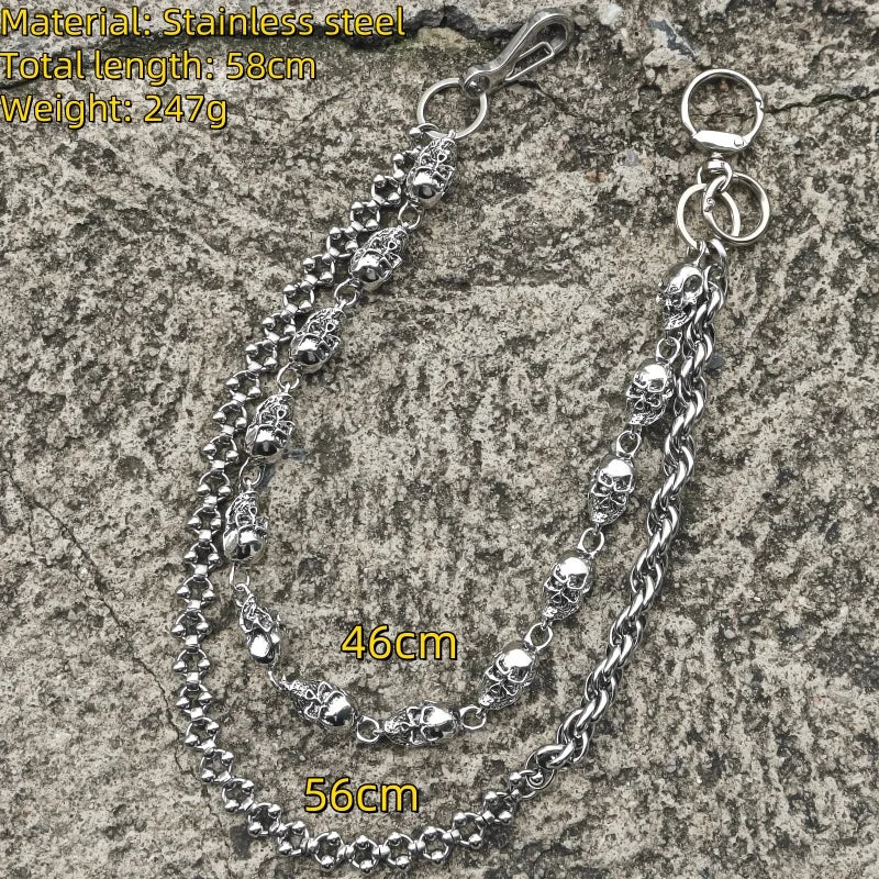 Skull Pocket Punk Wallet Chain Stainless Steel