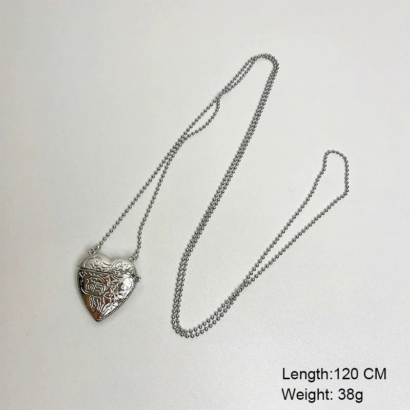 Heart Shape Mini Bag Pendant Necklace Long Crossbody Sweater Chain