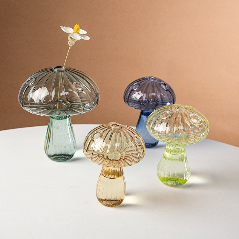 Mushroom Glass Vase Plant Hydroponic Terrarium Vase
