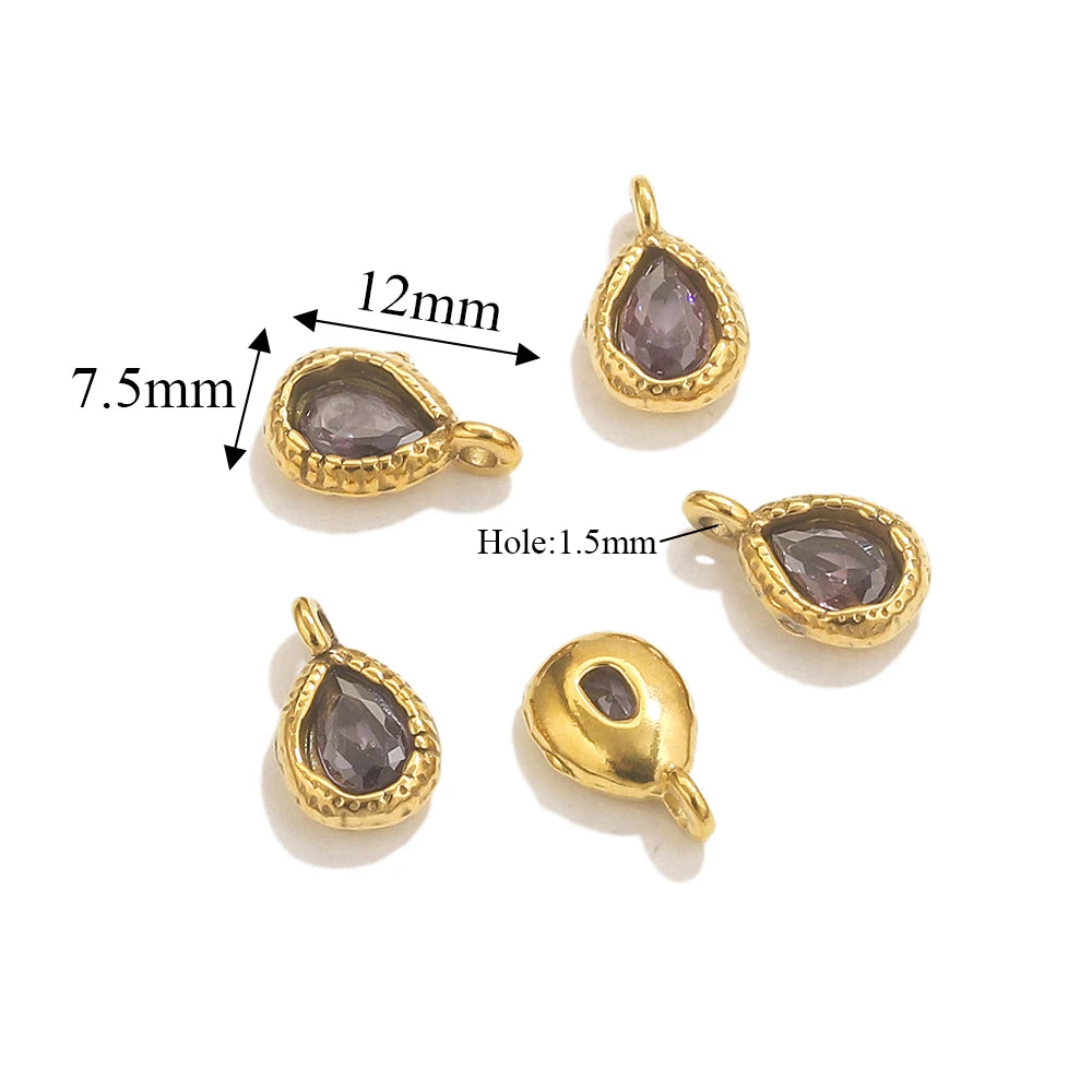 5pcs Stainless Steel Drop Crystal Charms For Jewellery Making DIY Earrings Bracelet