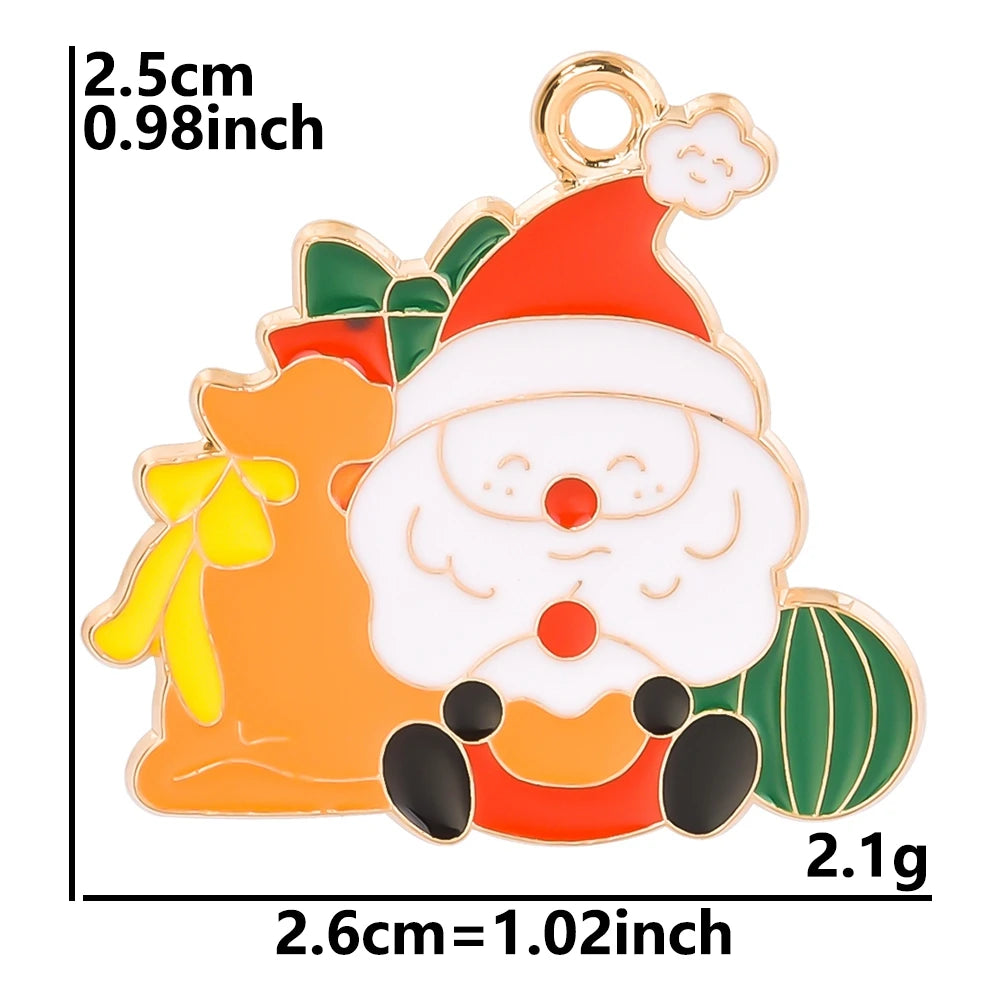 5pcs Christmas Charm Enamel Apple Socks Bell DIY Pendant Charms For Jewelry Making Keychain Earrings Bulk Handmade Material Gift