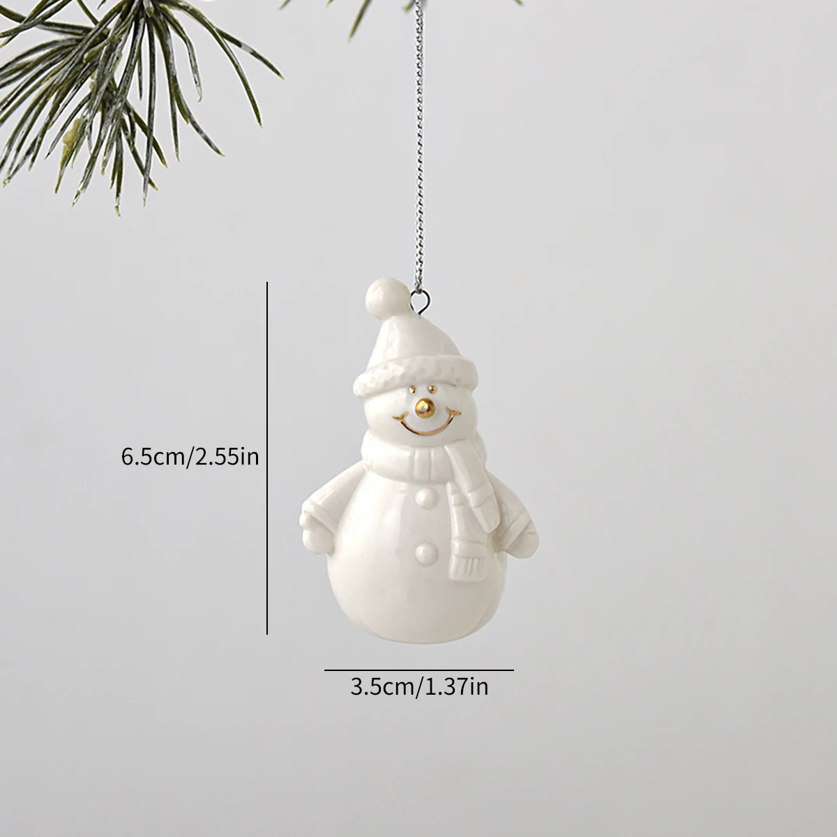 White Ceramic Christmas Tree Ornaments Snowman Reindeer Xmas Hanging Decor