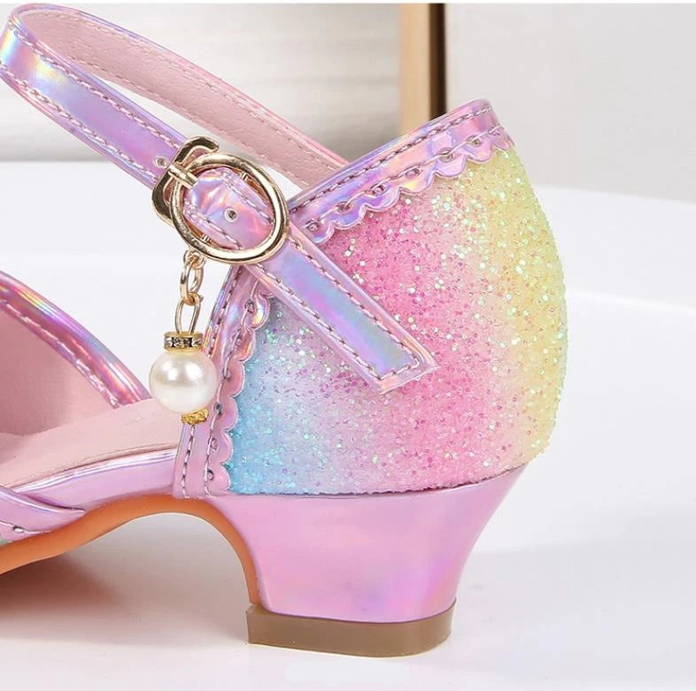 Party Shoes for Girls Glittery Butterfly Mary Jane Sandals Purple Gold Pink Blue