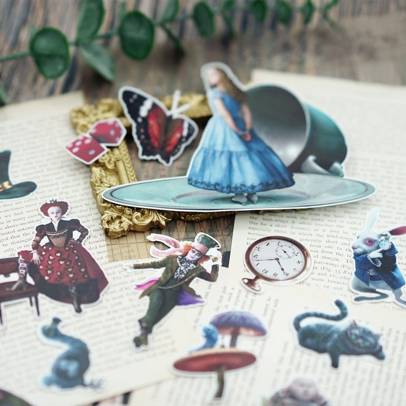 Vintage Alice In Wonderland Theme Scrapbooking Stickers