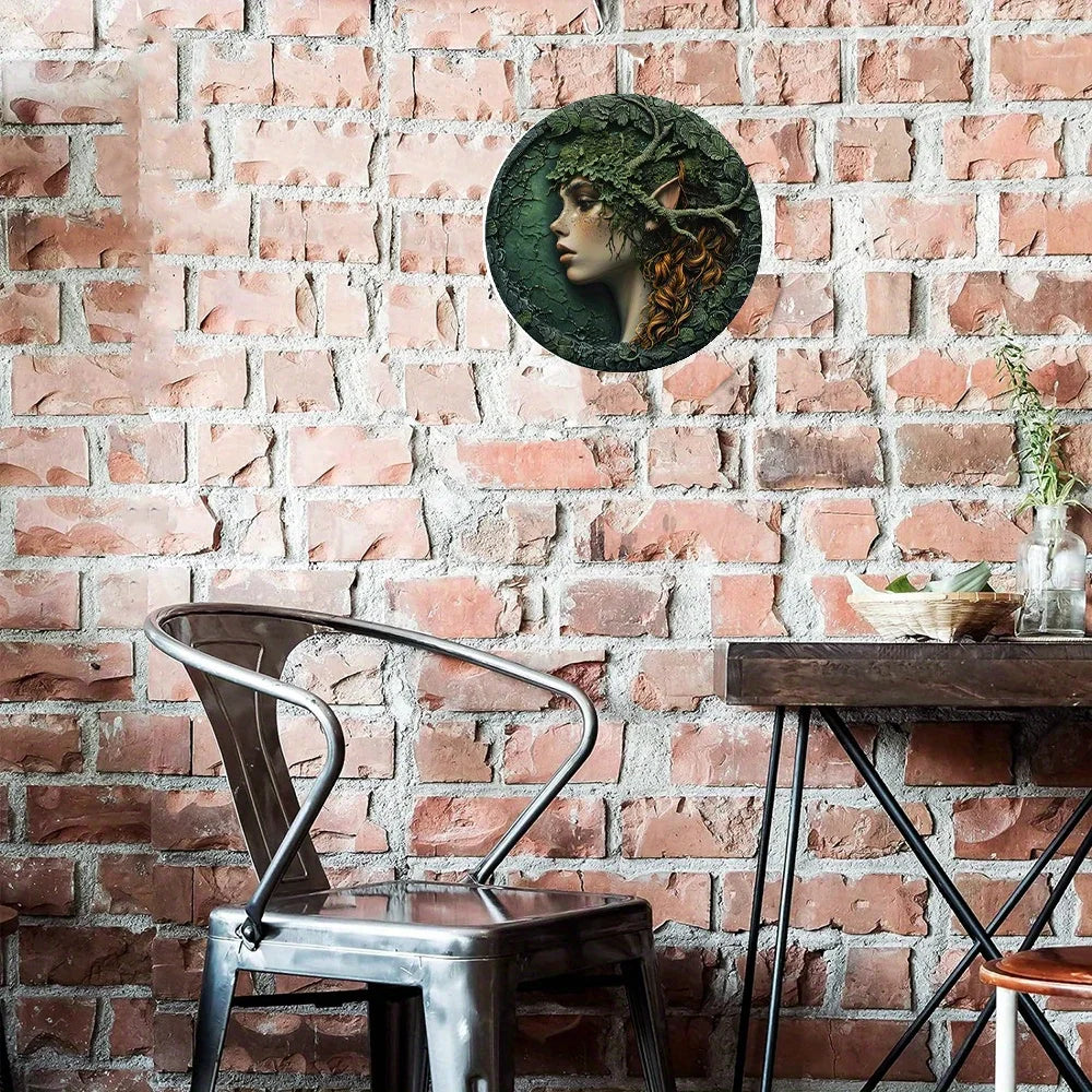 Woodland Elf Round Aluminium Metal Sign Wall Decoration