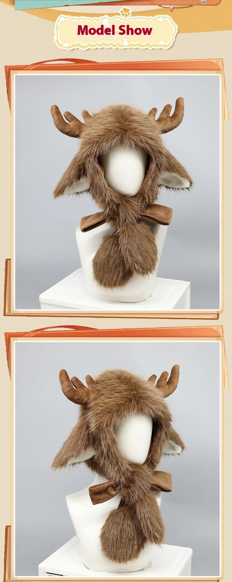 Plush Elk Winter Bomber Hat Ear Warmers