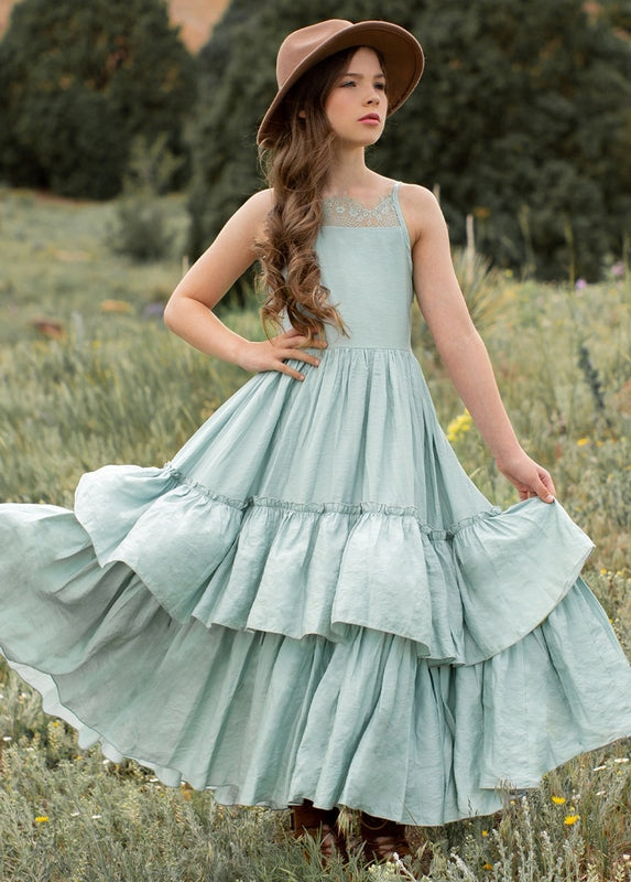 Ruffled Layers Girls Photoshoot Maxi Dresses