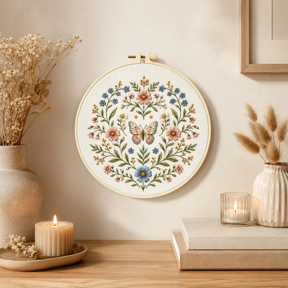 Wildflower Butterfly Pattern DIY Embroidery Kit for Beginners