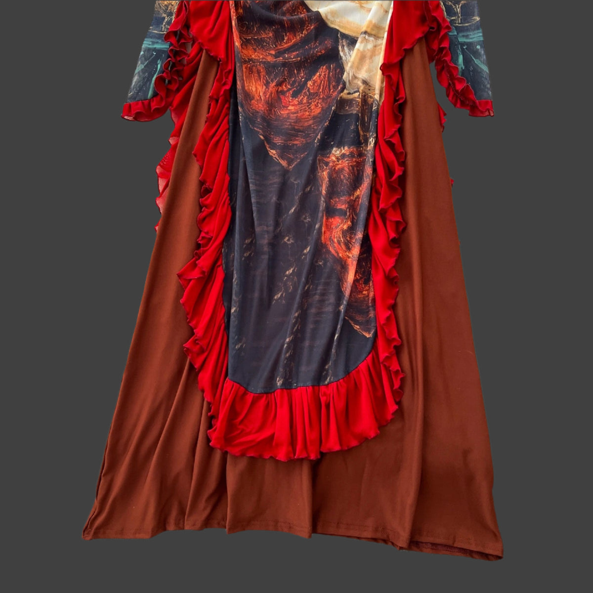 Madelegna's French Renaissance Oil Painting Long Sleeve Dress