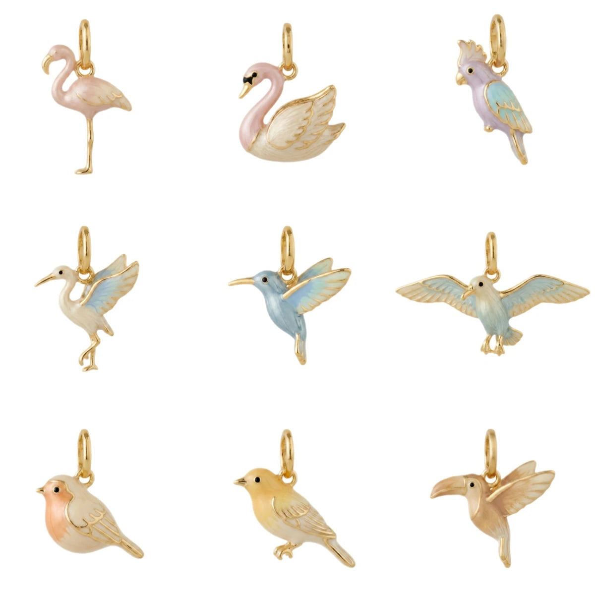 Enamel Bird Pendant Charms Necklace Bracelet DIY Jewellery Making Findings