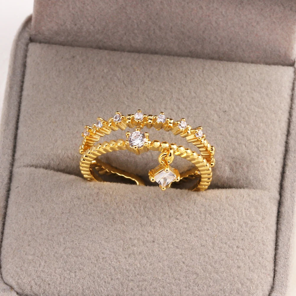 Sweet and Dainty Colourful Zircon Rings Gift Idea
